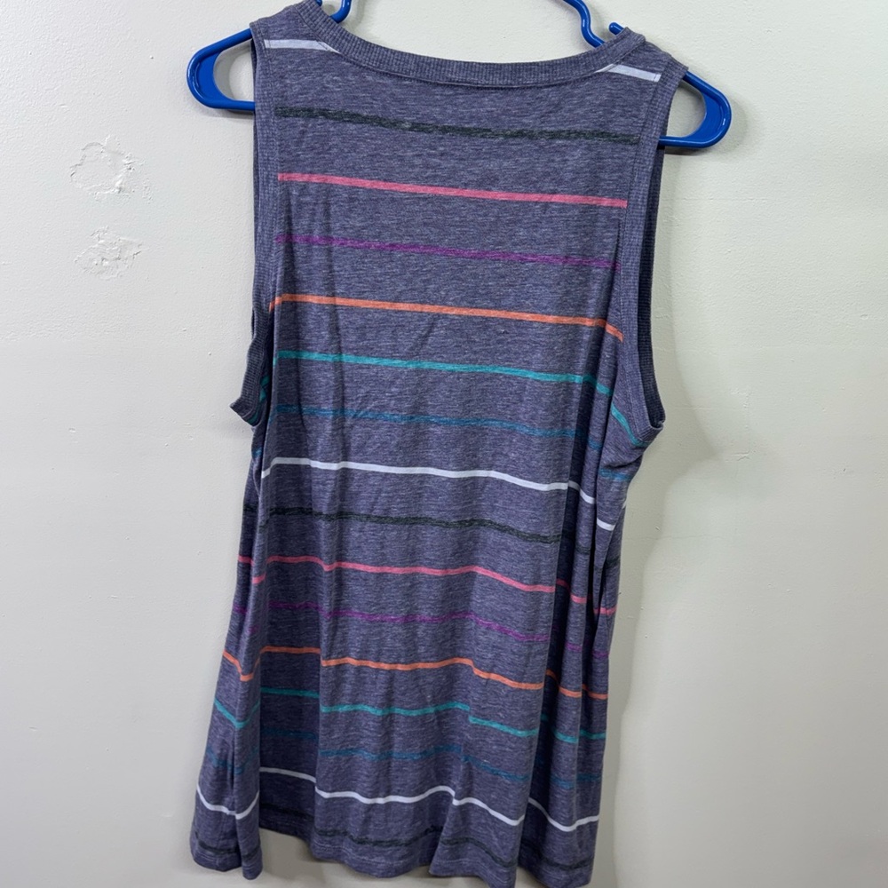 torrid Gray Striped Tank with Pink, Orange & Teal Accents